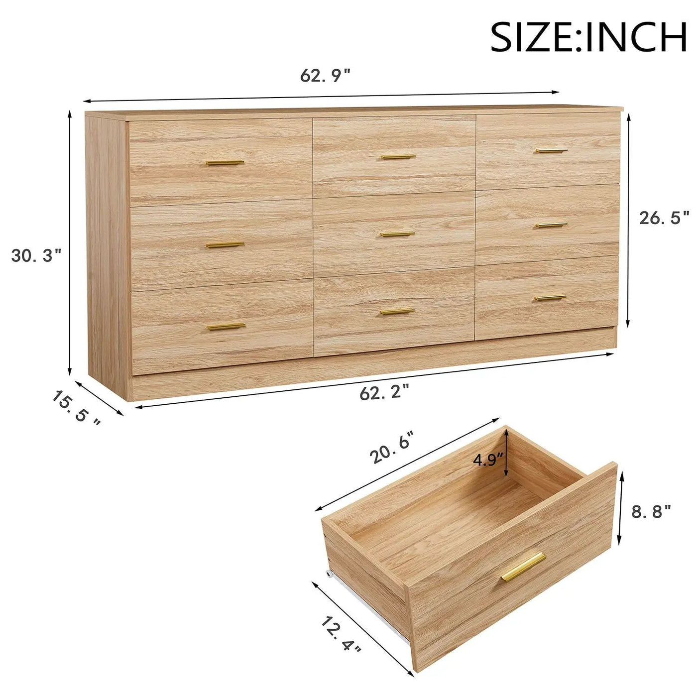 9 Drawer Dresser, Ample Storage For Bedroom by HouseOfZazla
