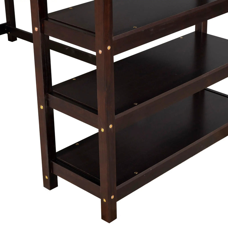 Loft Bed With Storage Shelves And Under Bed Desk by Unique Piece Furniture
