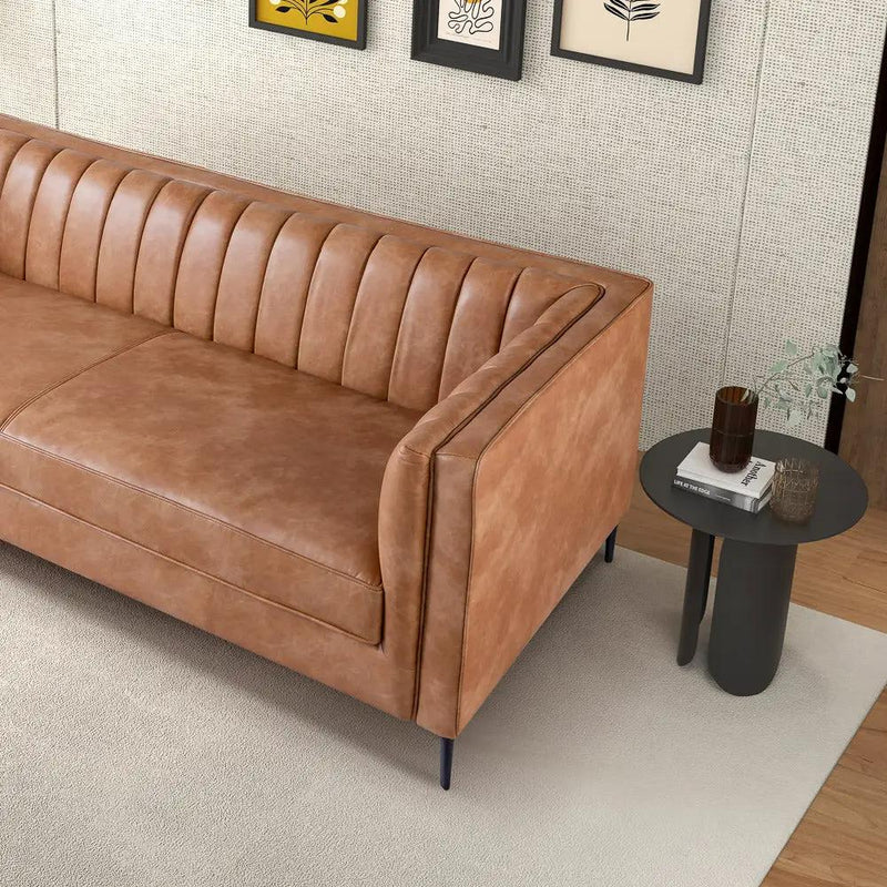 Angelina Cognac PU Leather Sofa by HouseOfZazla
