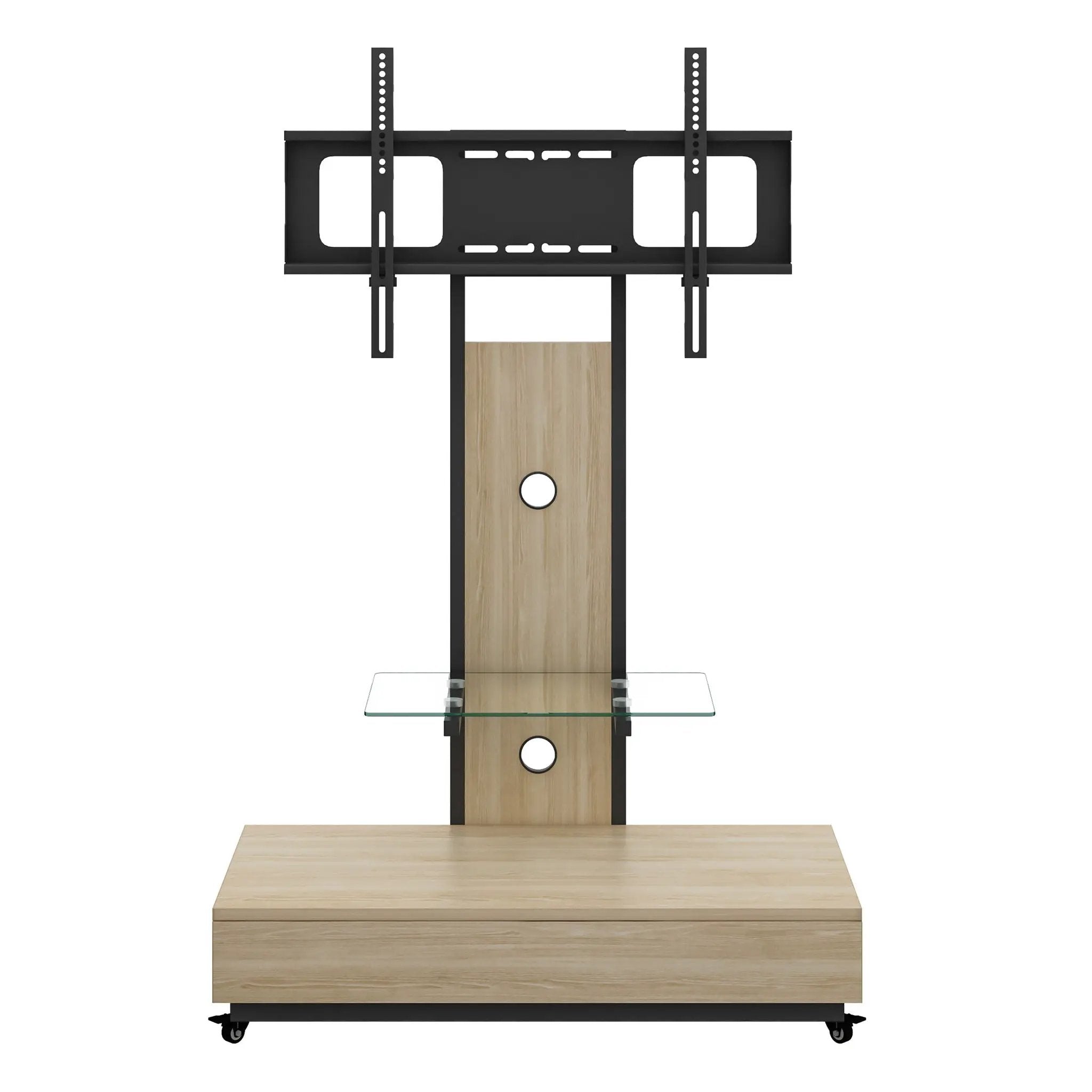 Mobile TV Cart With Push Pull Drawer, Lockable Wheels by HouseOfZazla