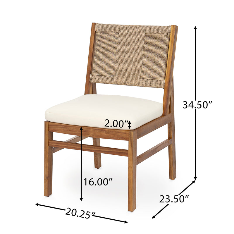Outdoor 7 Piece Patio Rustic Acacia Wood Dining Set, photo 9 of 10