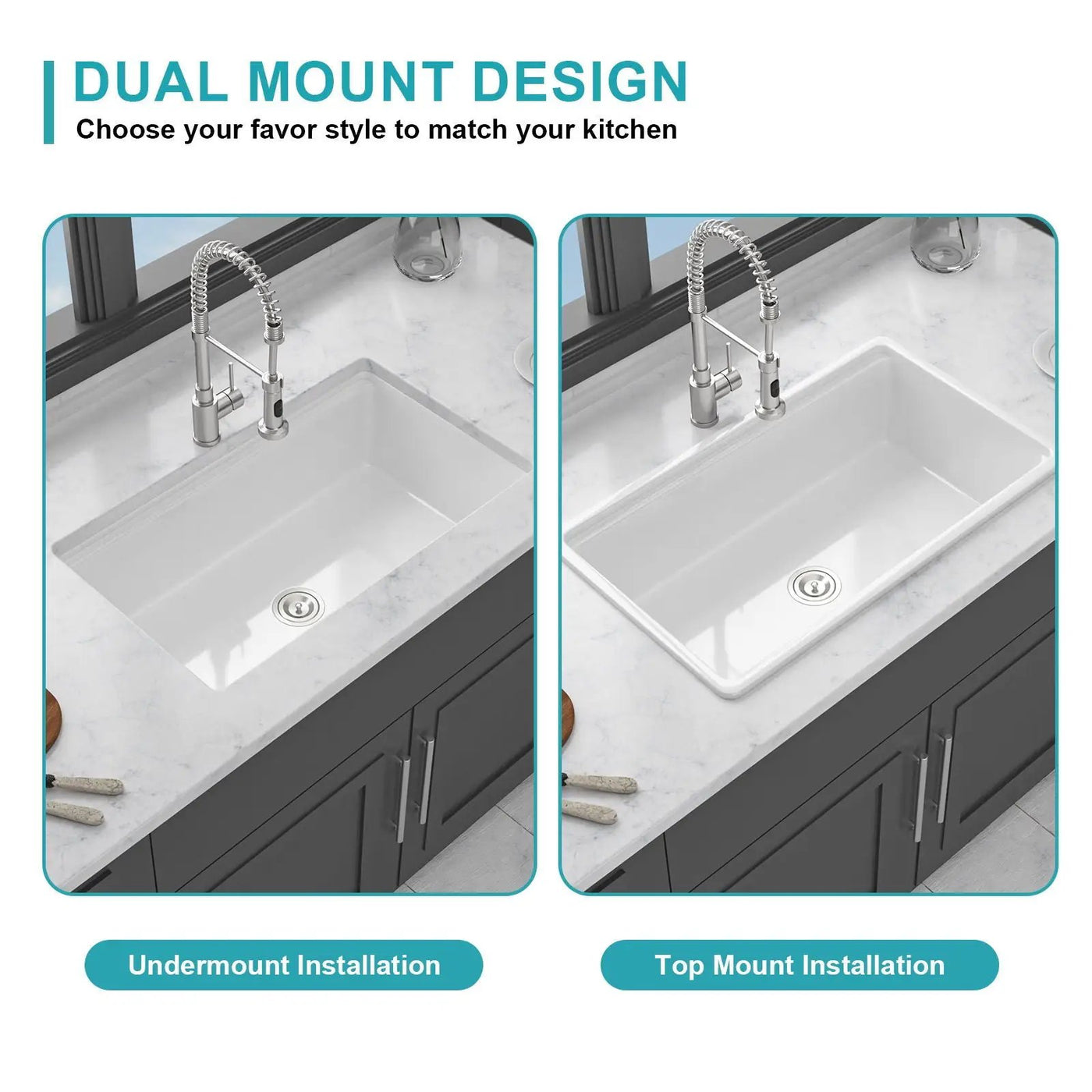 Undermount Workstation Single Bowl Porcelain Ceramic Kitchen Sink by HouseOfZazla