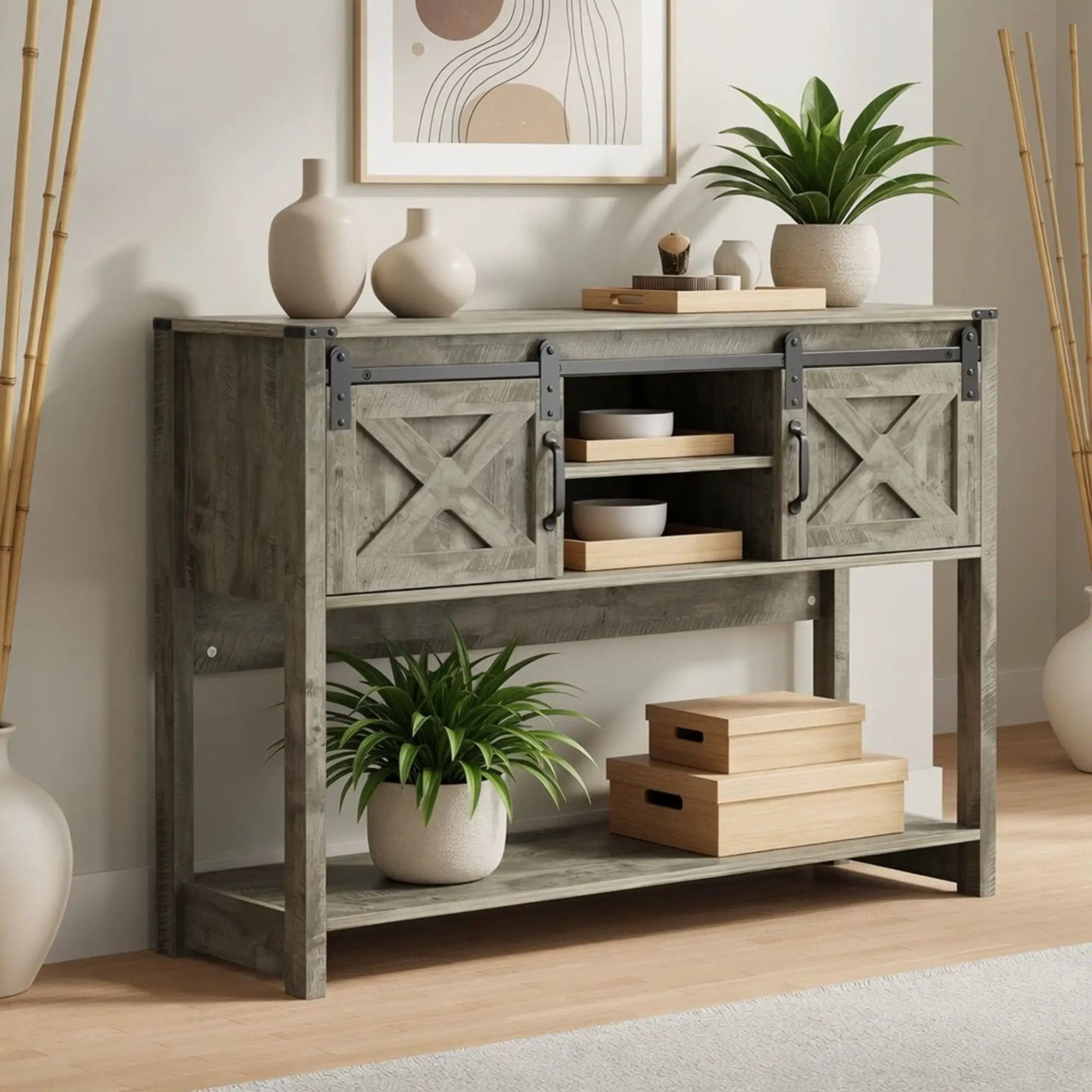 Farmhouse Entryway Table With Sliding Barn Door by HouseOfZazla
