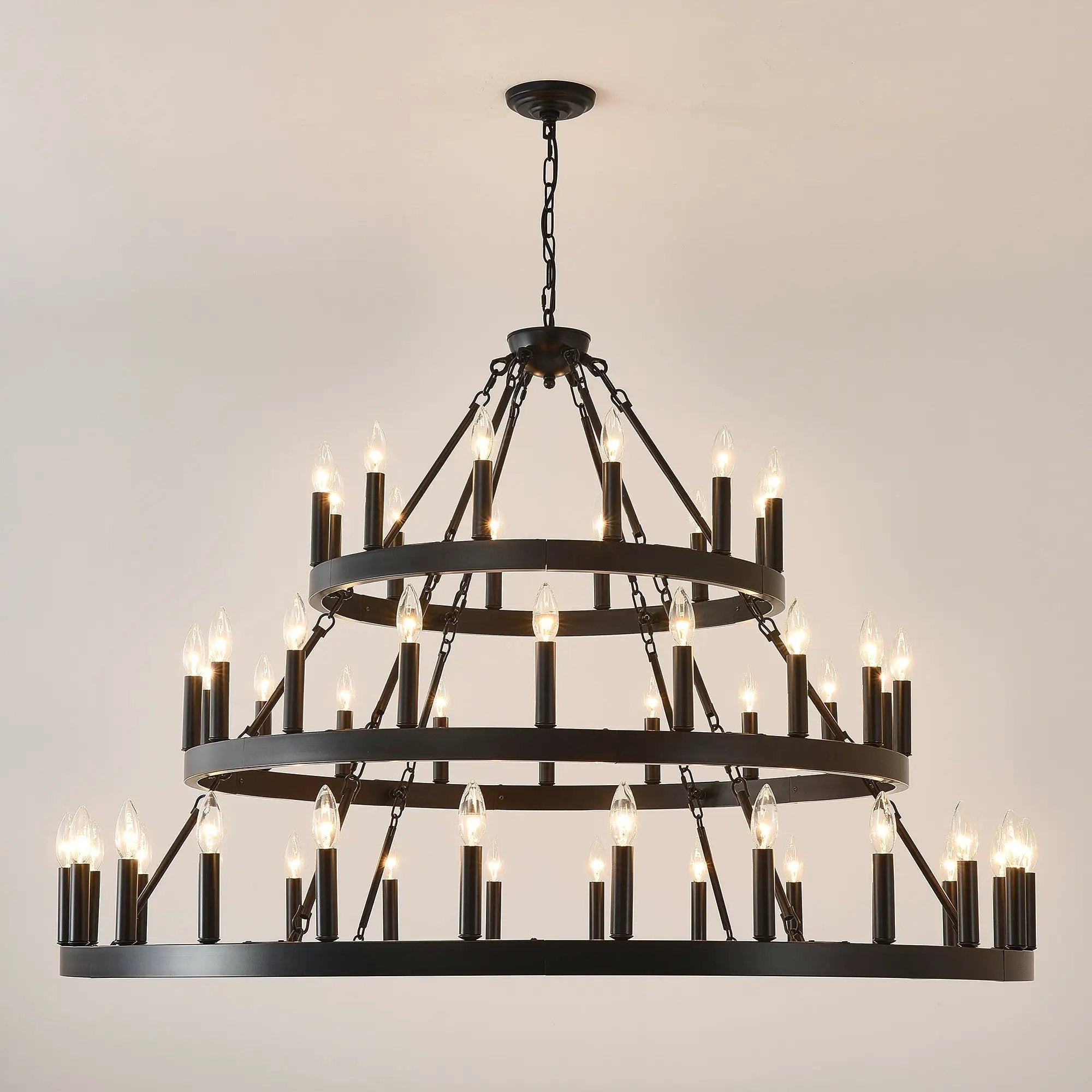 39.37 Inch 3-Tiers Wagon Wheel Chandelier by HouseOfZazla