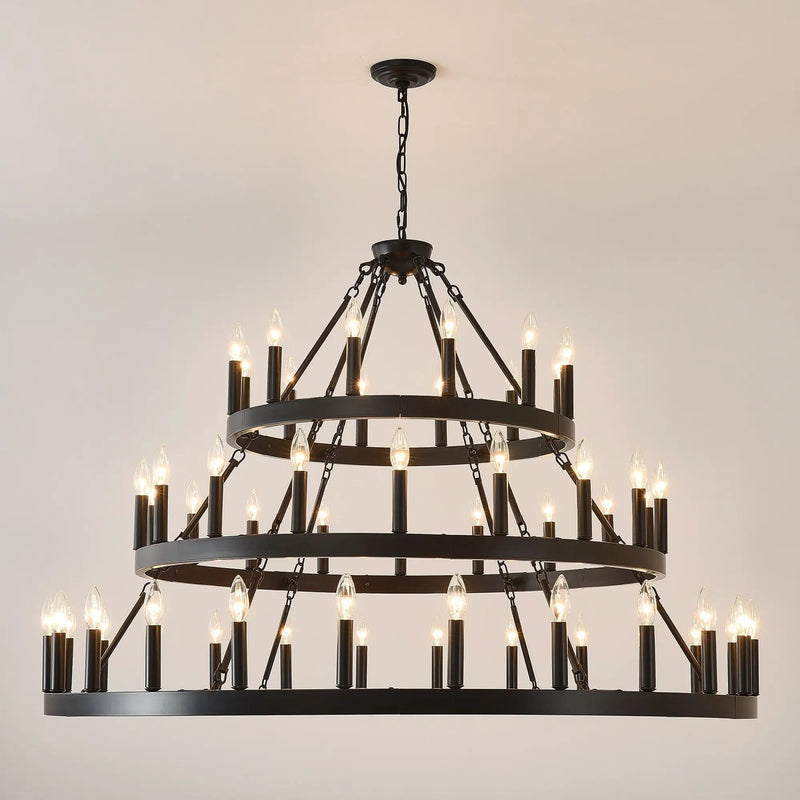 39.37 Inch 3-Tiers Wagon Wheel Chandelier by HouseOfZazla