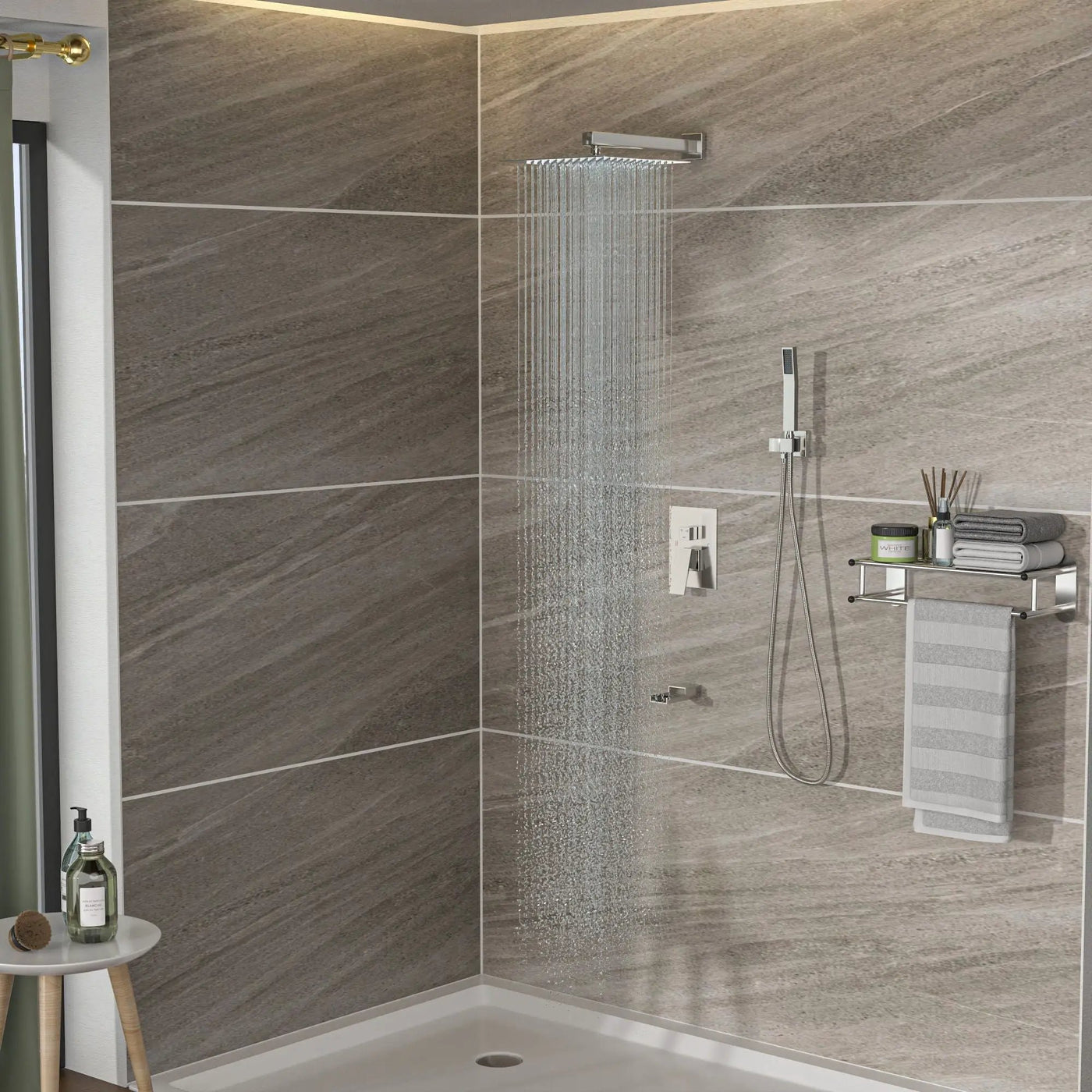 10" Wall Mounted Square Shower System With Rough In Valve by HouseOfZazla