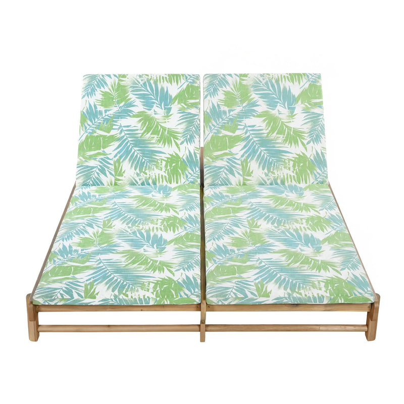 Light Teak Acacia Wood Double Chaise Lounger Set by HouseOfZazla