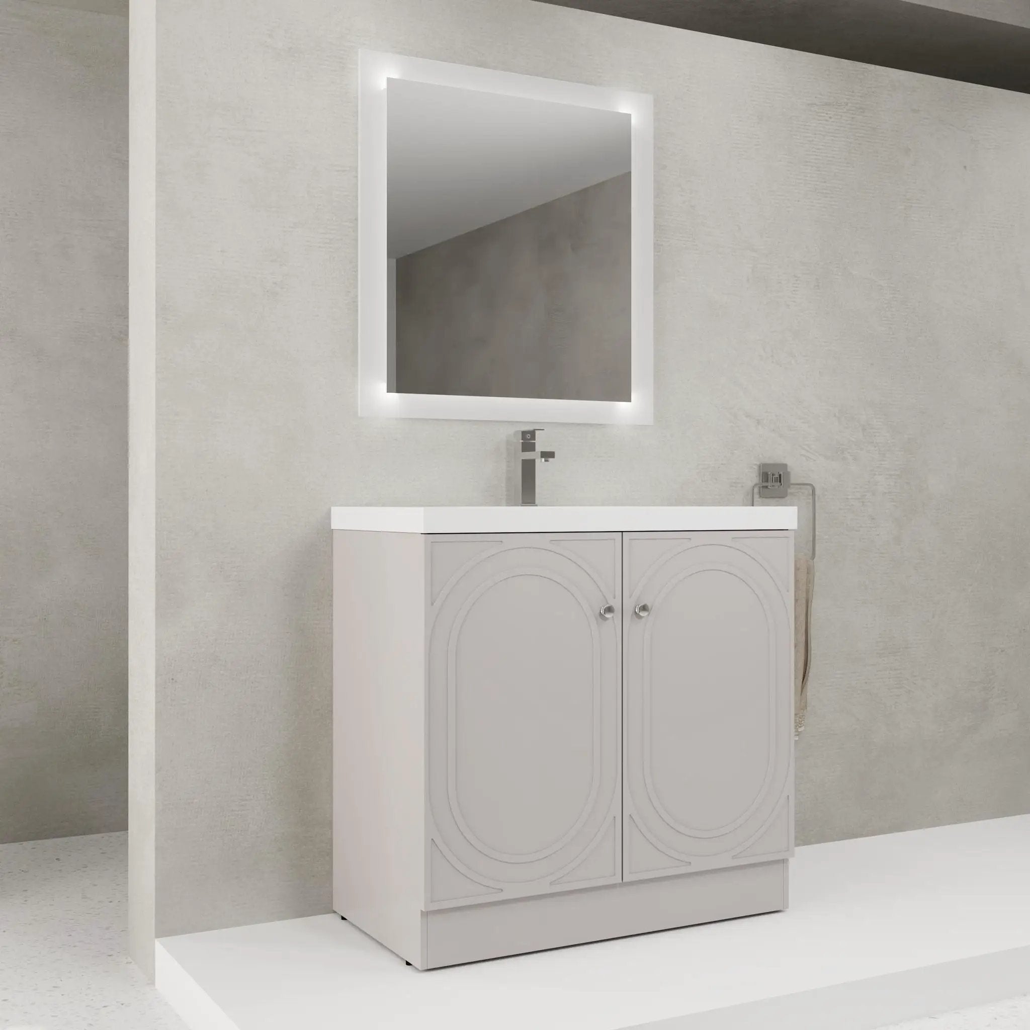 Contemporary Freestanding Bathroom Vanity With Resin Sink & Soft-Close Cabinet Doors by HouseOfZazla