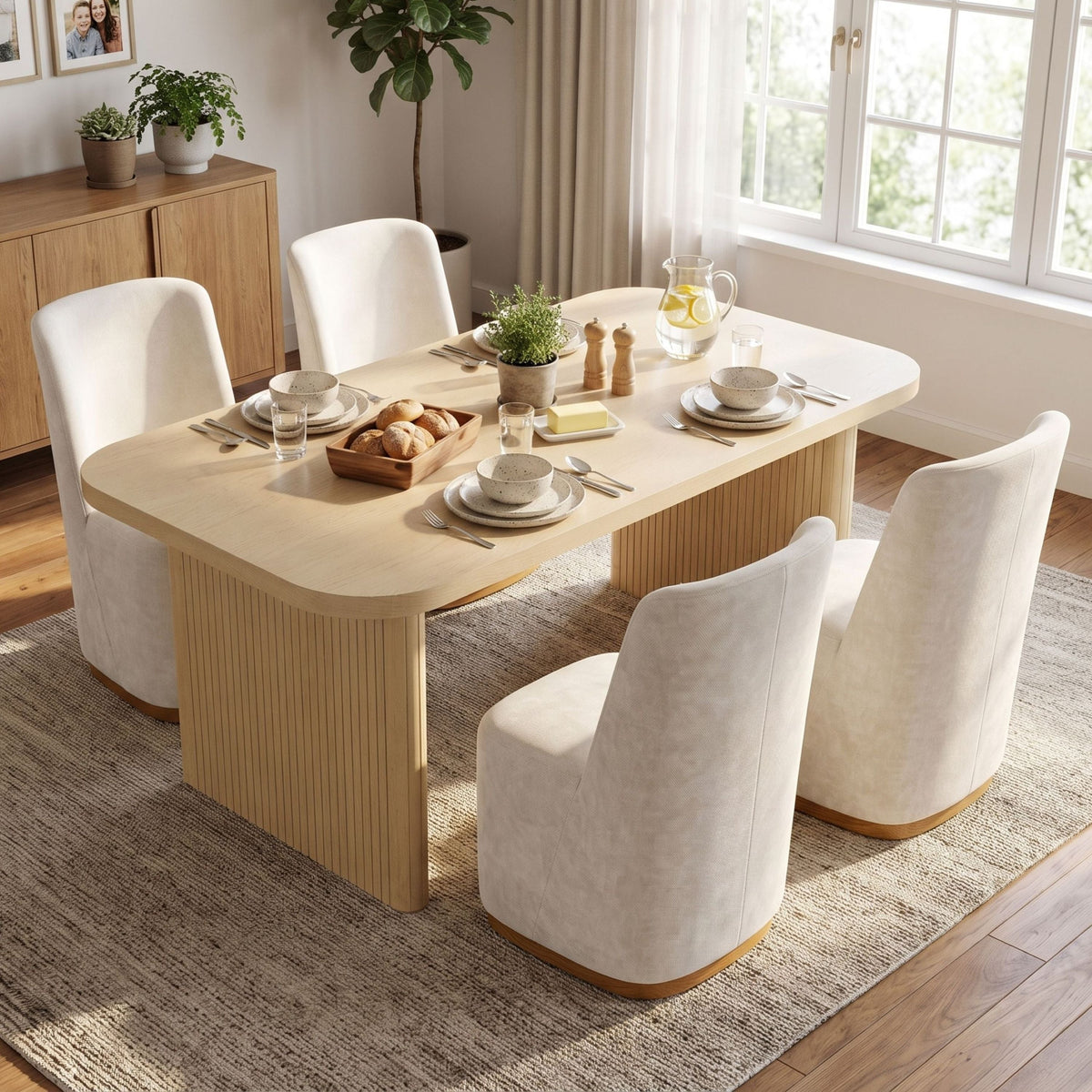 68.75" Wood Dining Table Set with 4 Chairs, photo 3 of 10