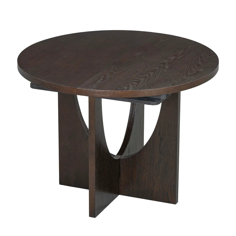 Topmax - 5 Piece Modern Extendable Round Dining Table Set With Removable Leaf For Small Places by HouseOfZazla