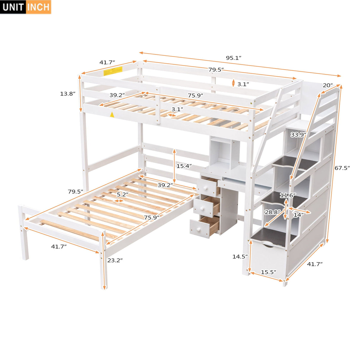 Storage Loft Bed with Stand Alone Bed and Desk - Twin Size, photo 12 of 32