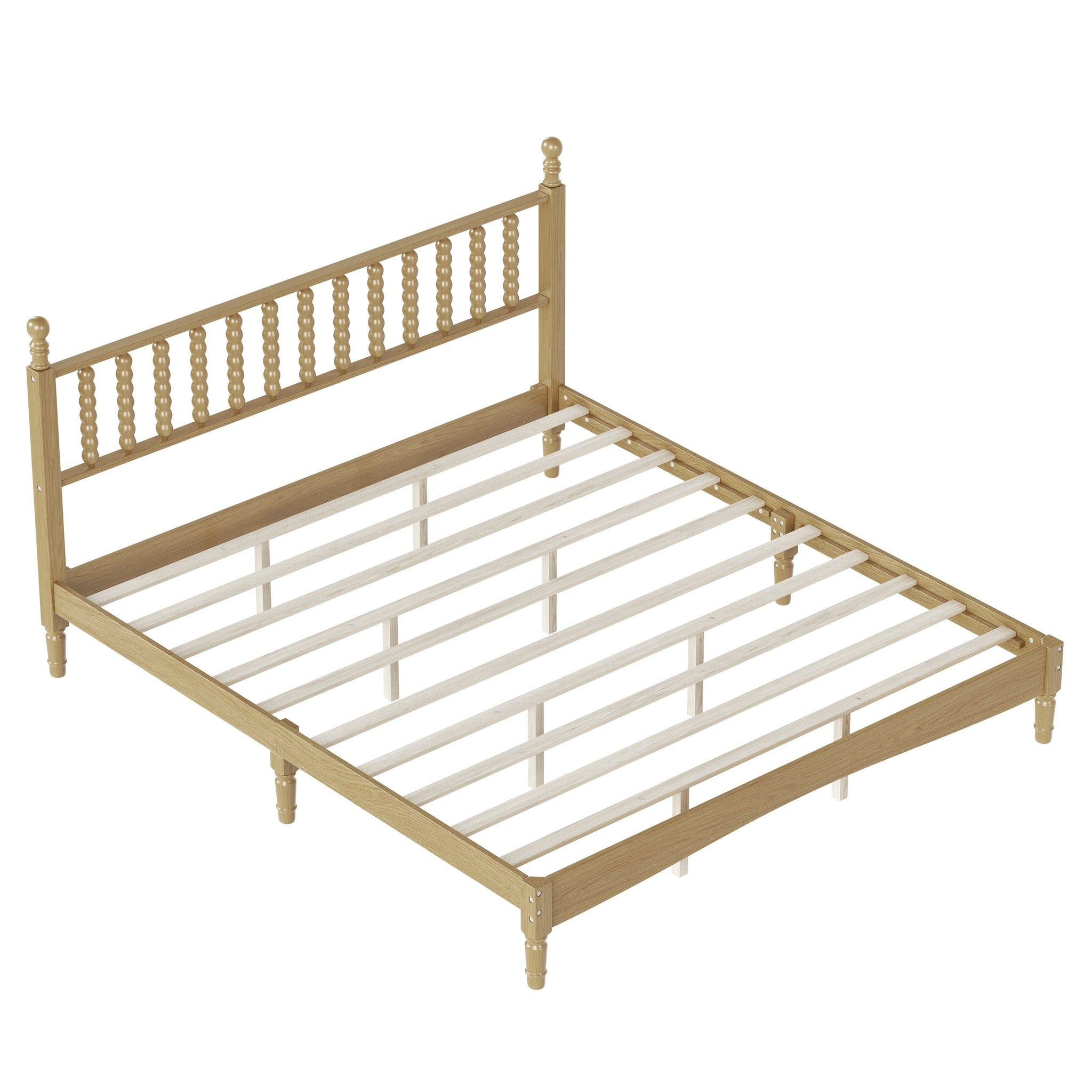 King Size Wood Platform Bed with Gourd Shaped Headboard by HouseOfZazla
