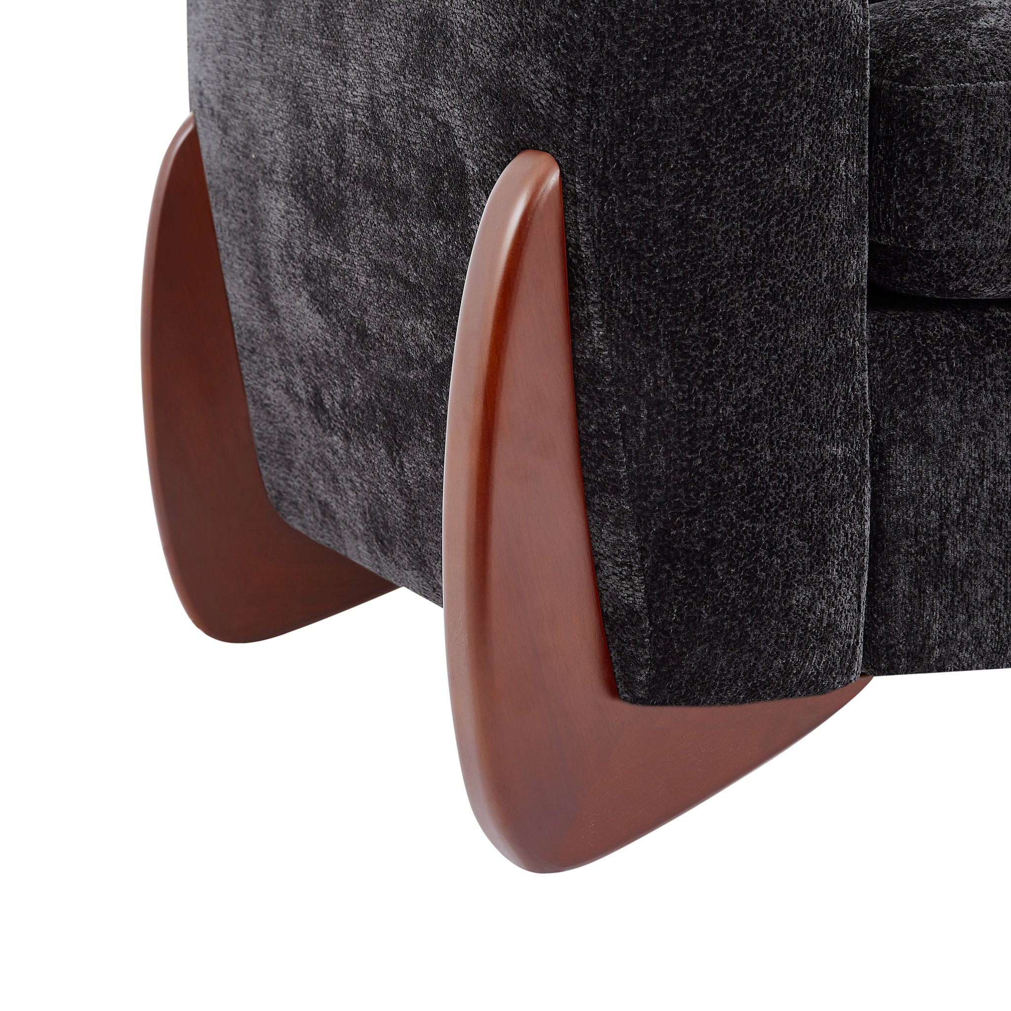 89"L Sofa with Chenille Fabric and Wooden Legs by HouseOfZazla