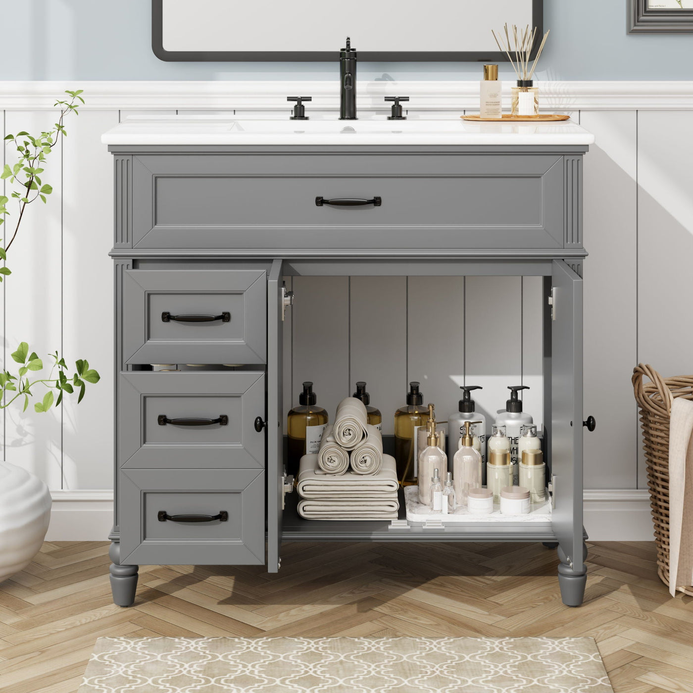 Bathroom Vanity With Sink, Freestanding Cabinet & Drawers by HouseOfZazla