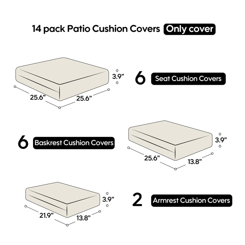 14 Pack Cushion Covers For 7 Piece Wicker Rattan Sectional Sofa by HouseOfZazla