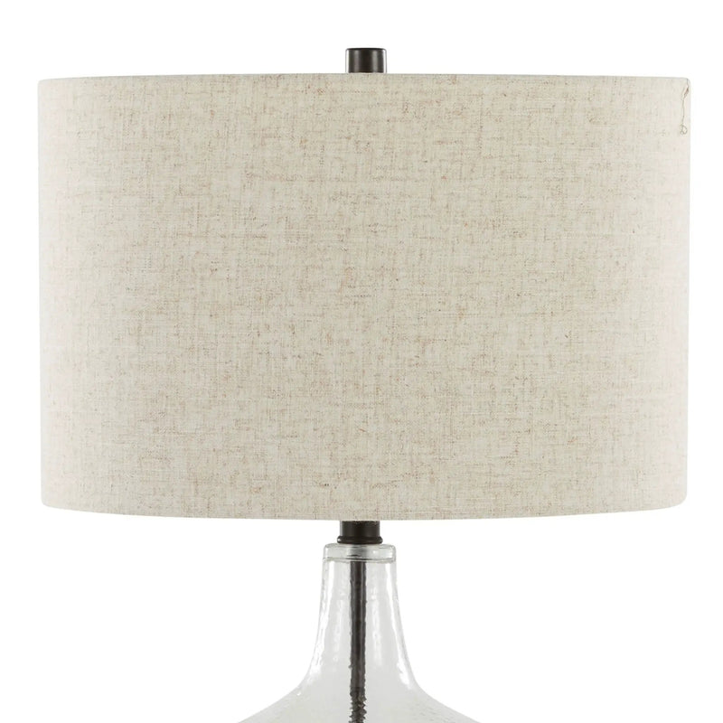 Botella - Contemporary Table Lamp Built In USB Port (Set of 2) - Clear / Oil Bronze / Natural by HouseOfZazla