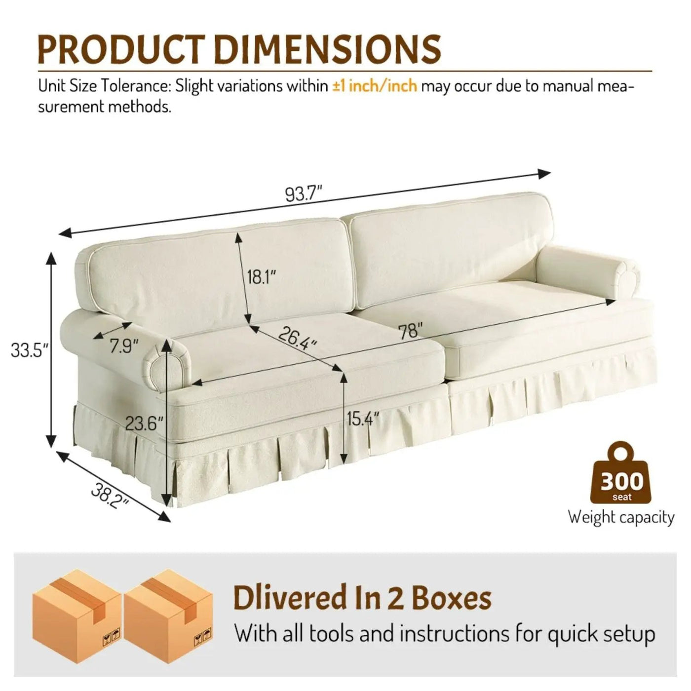 Luxuriously Comfortable Cloud Couch Sofa With Elegant Rolled Arms & Pleated Skirt Design by HouseOfZazla