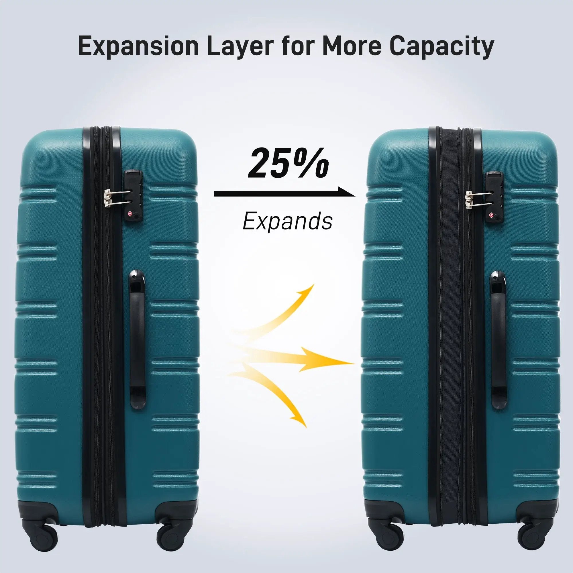 Hardshell Luggage Sets 3 Pieces Spinner Suitcase With Tsa Lock Lightweight 20" 24" 28" - Antique Blue Green by HouseOfZazla