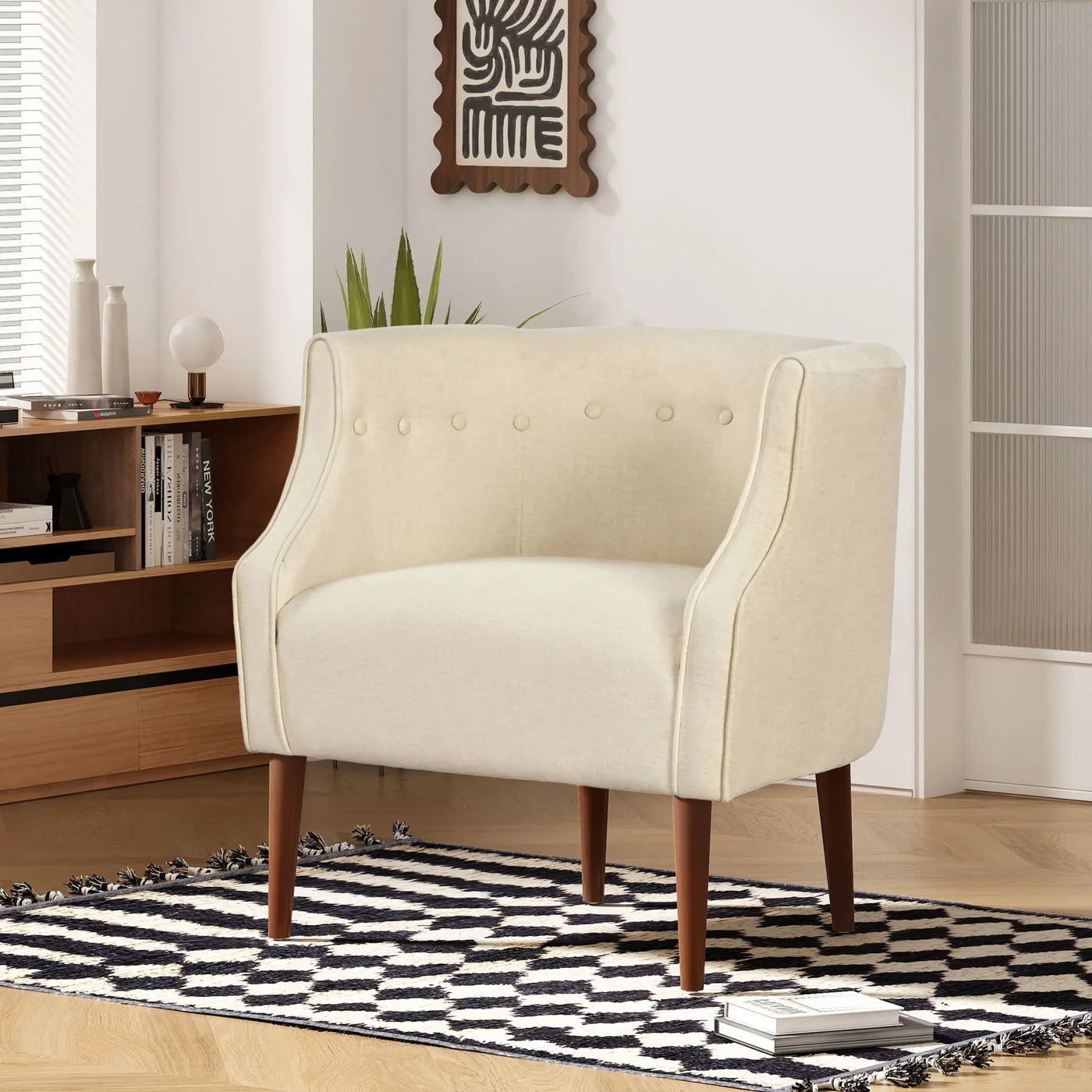 Contemporary Upholstered Club Chair With Button Tufting by HouseOfZazla