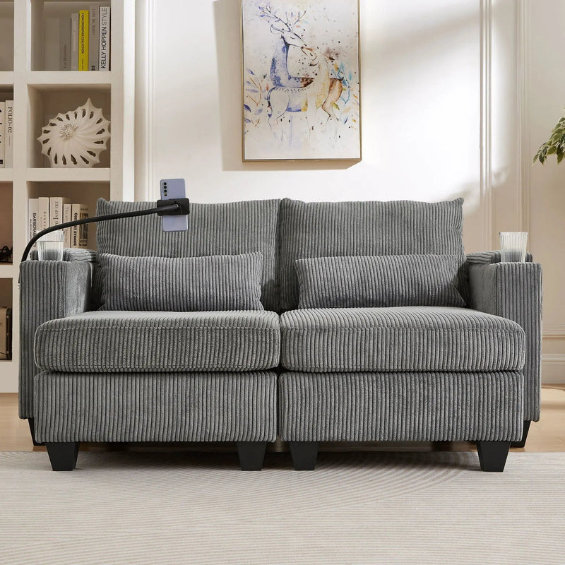 Convertible Chaise Lounge Sofa Chair With USB Ports, Cup Holders, Phone Holder And Storage by HouseOfZazla