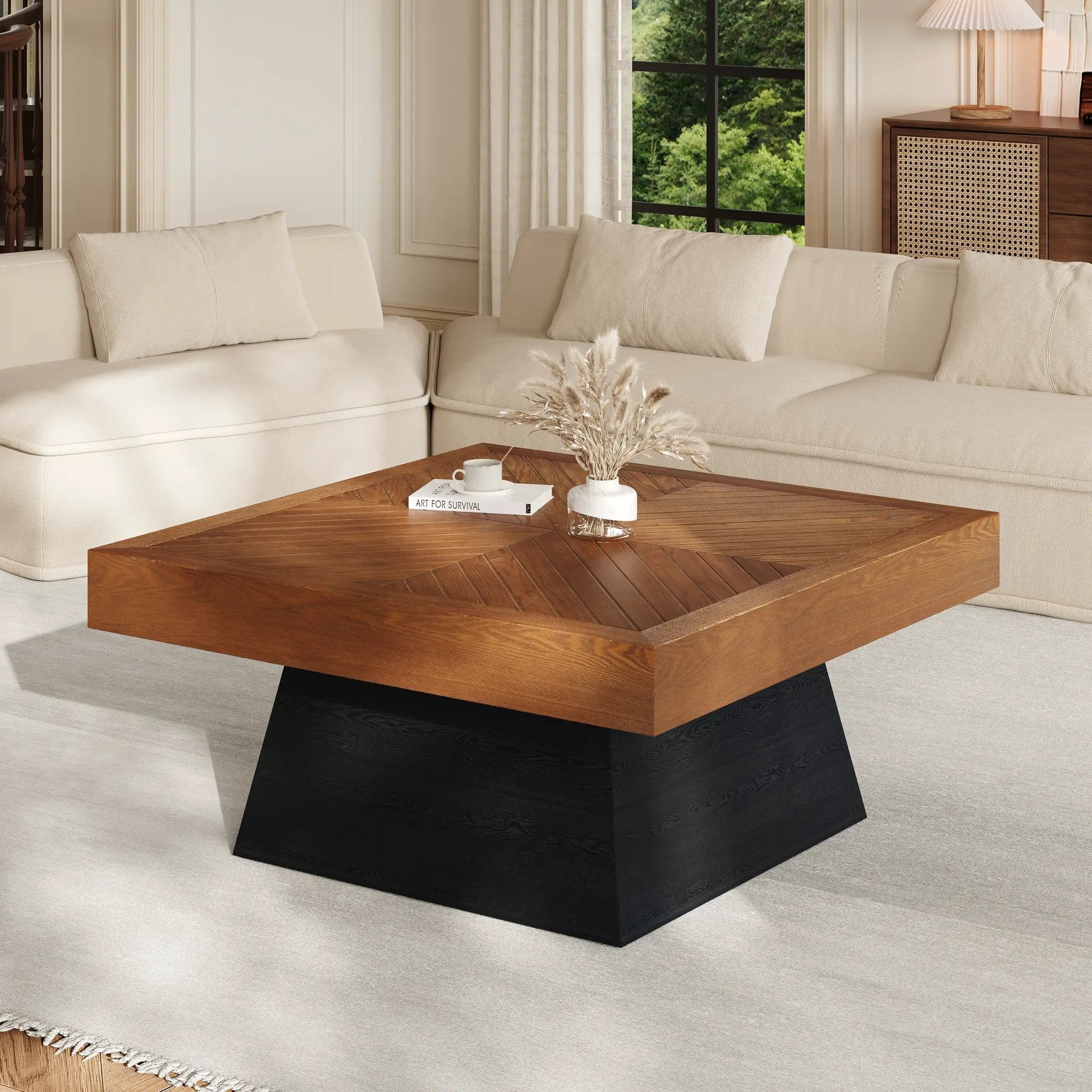 Modern Square Coffee Table for Living Room, 31.5 Inch by HouseOfZazla