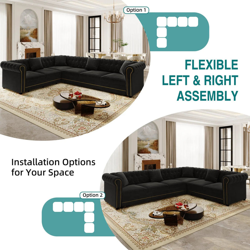 115.3" L-Shaped Sofa Couch with Pull-Out Bed by HouseOfZazla