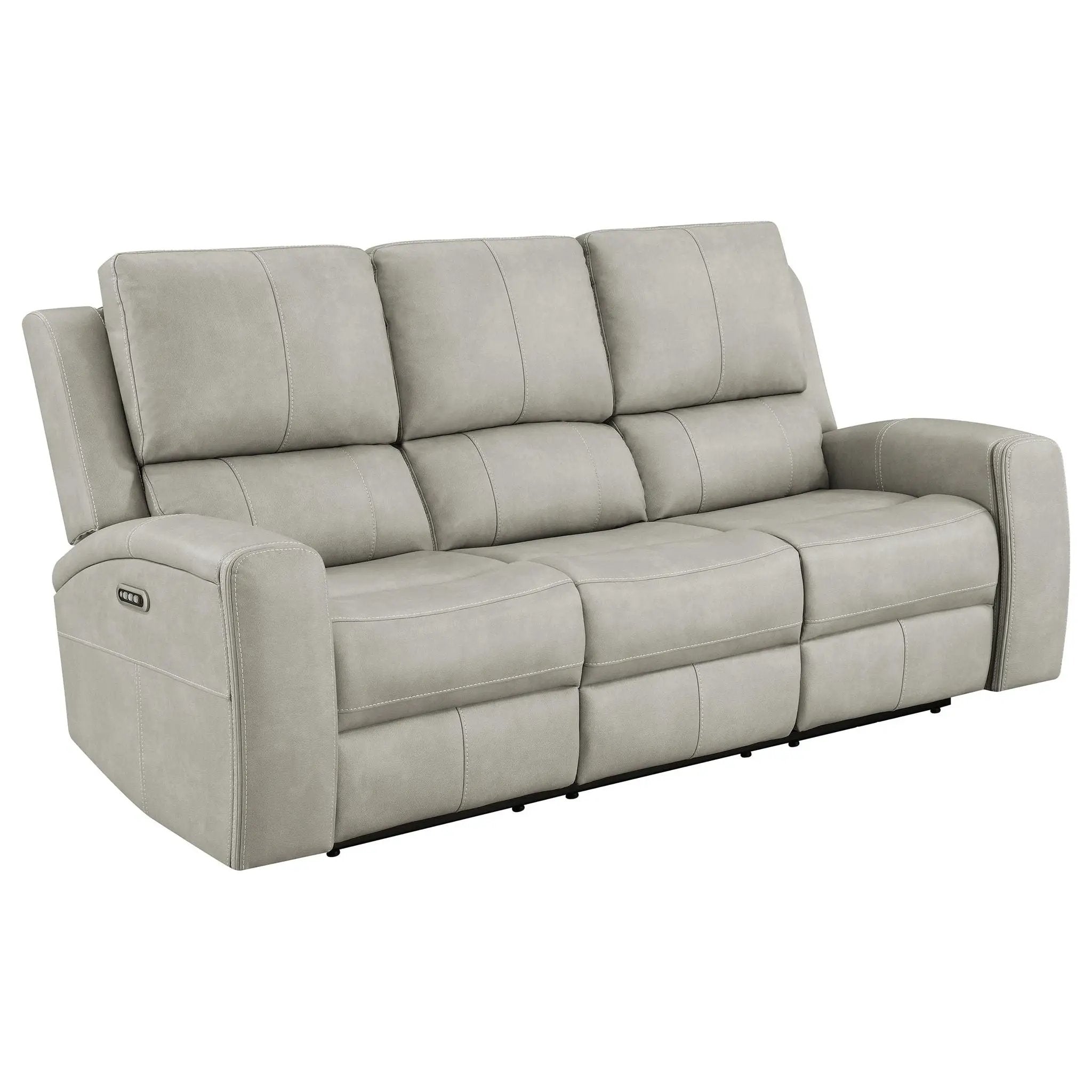 Brickston Triple Power Reclining Sofa Grey by Unique Piece Furniture