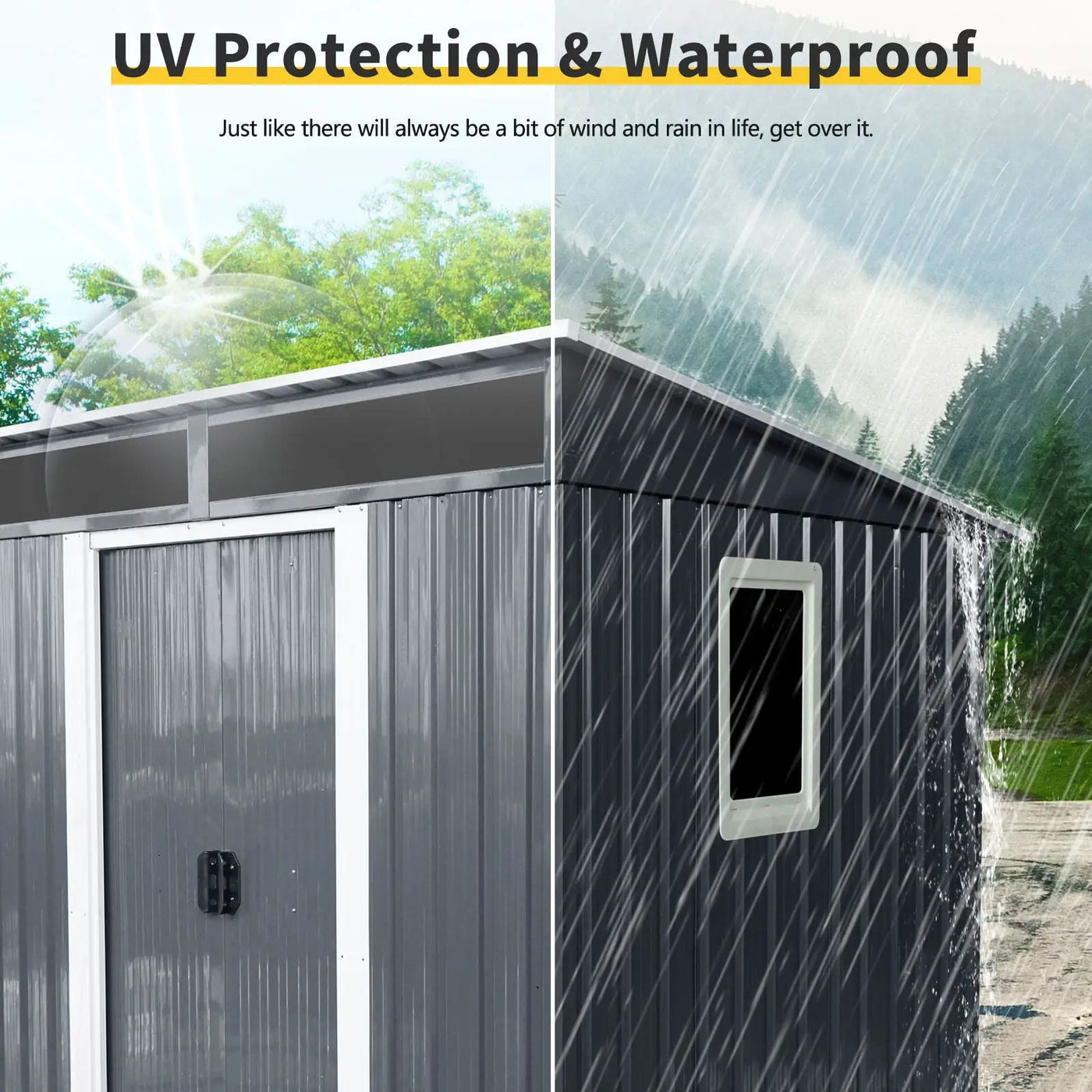 Outdoor Metal Storage Shed With Window And Transparent Plate For Garden, Lawn by HouseOfZazla