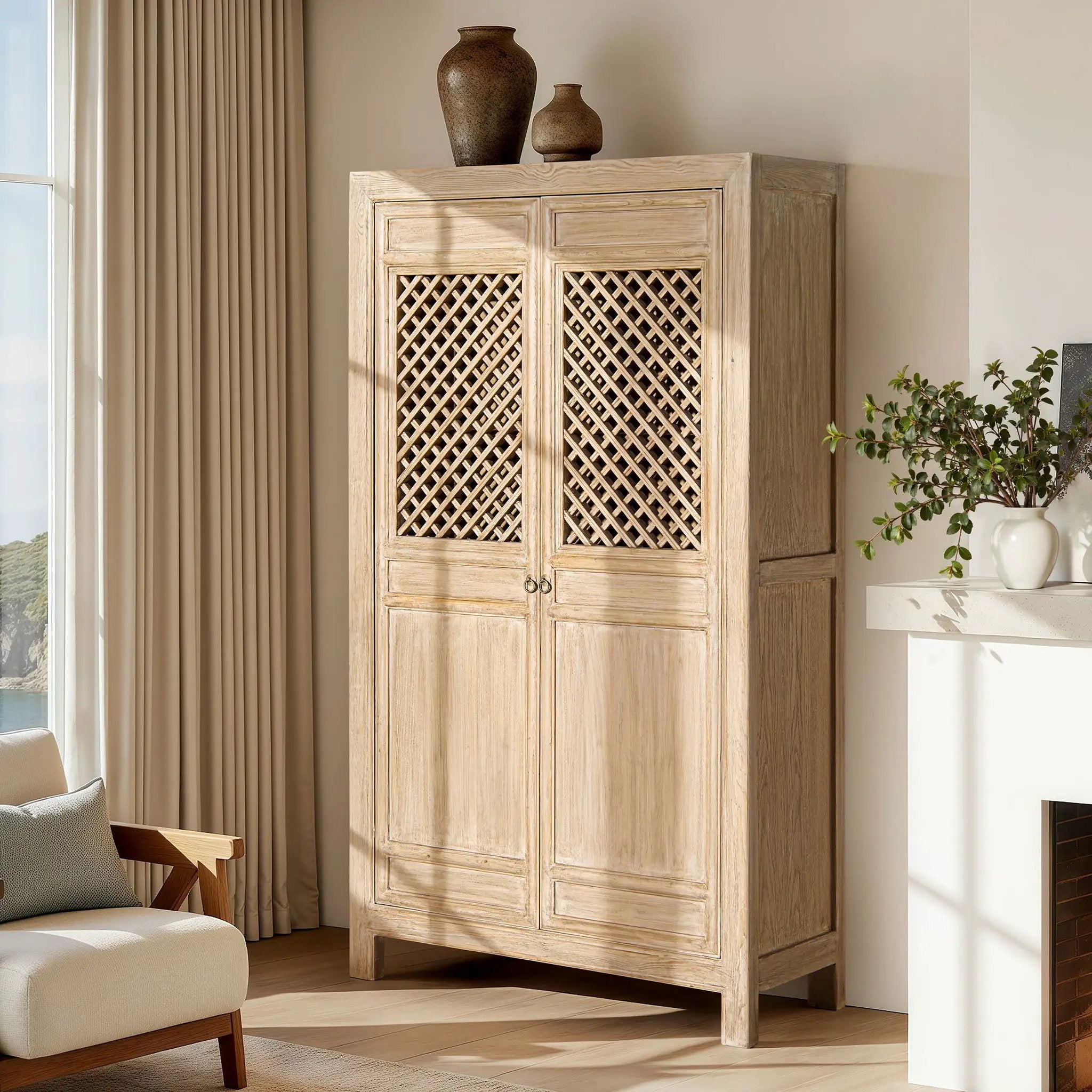 Arden - 2 Door Bookcase Storage Cabinet - Natural by HouseOfZazla