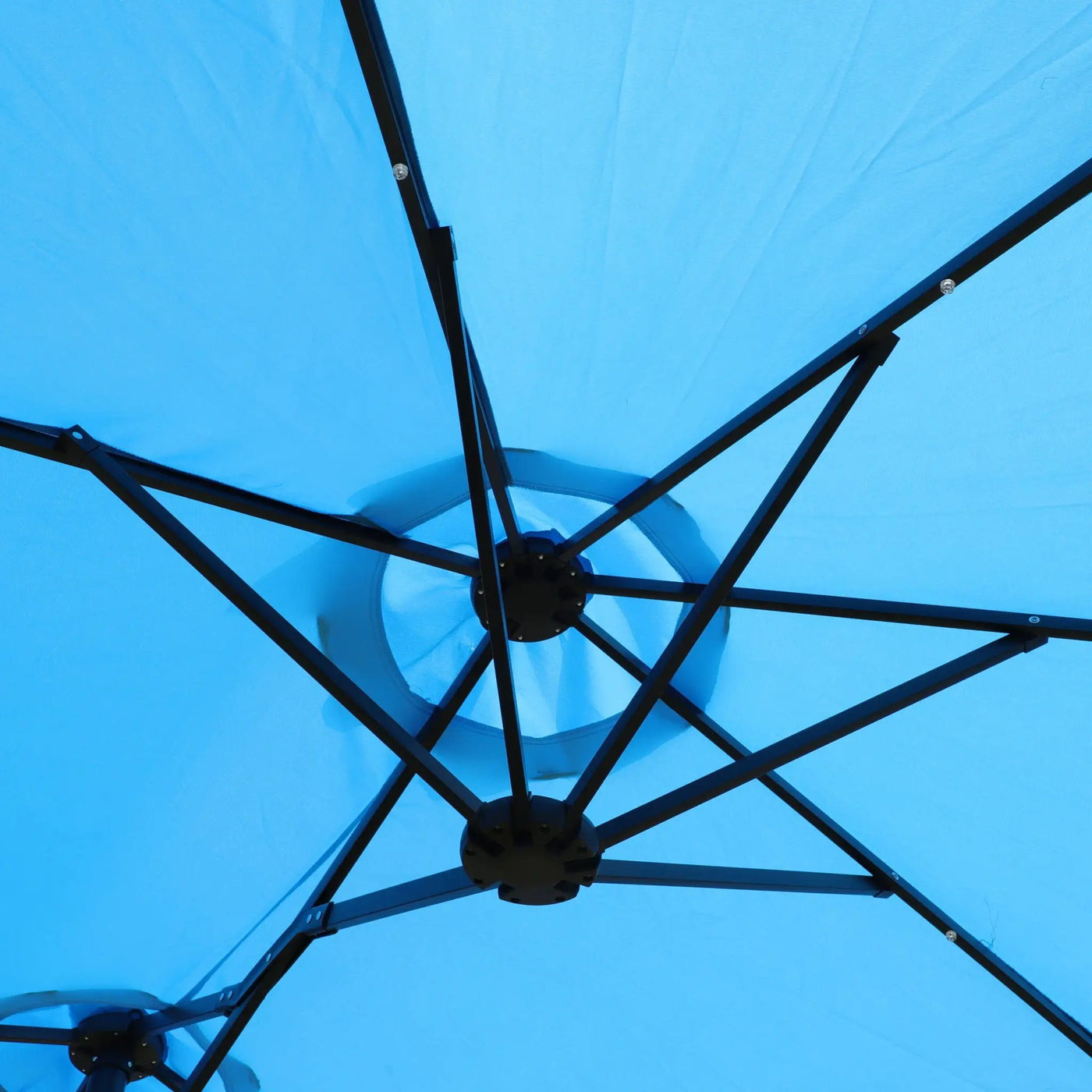 Double- Sided Outdoor Market Umbrella With Lights And Base by Unique Piece Furniture