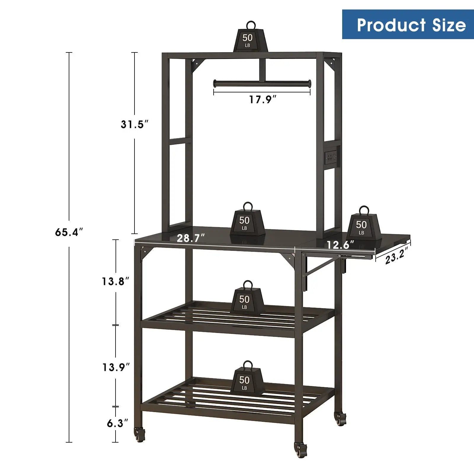Heavy Duty 3D Printer Stand With Filament Storage Rack - Black by HouseOfZazla