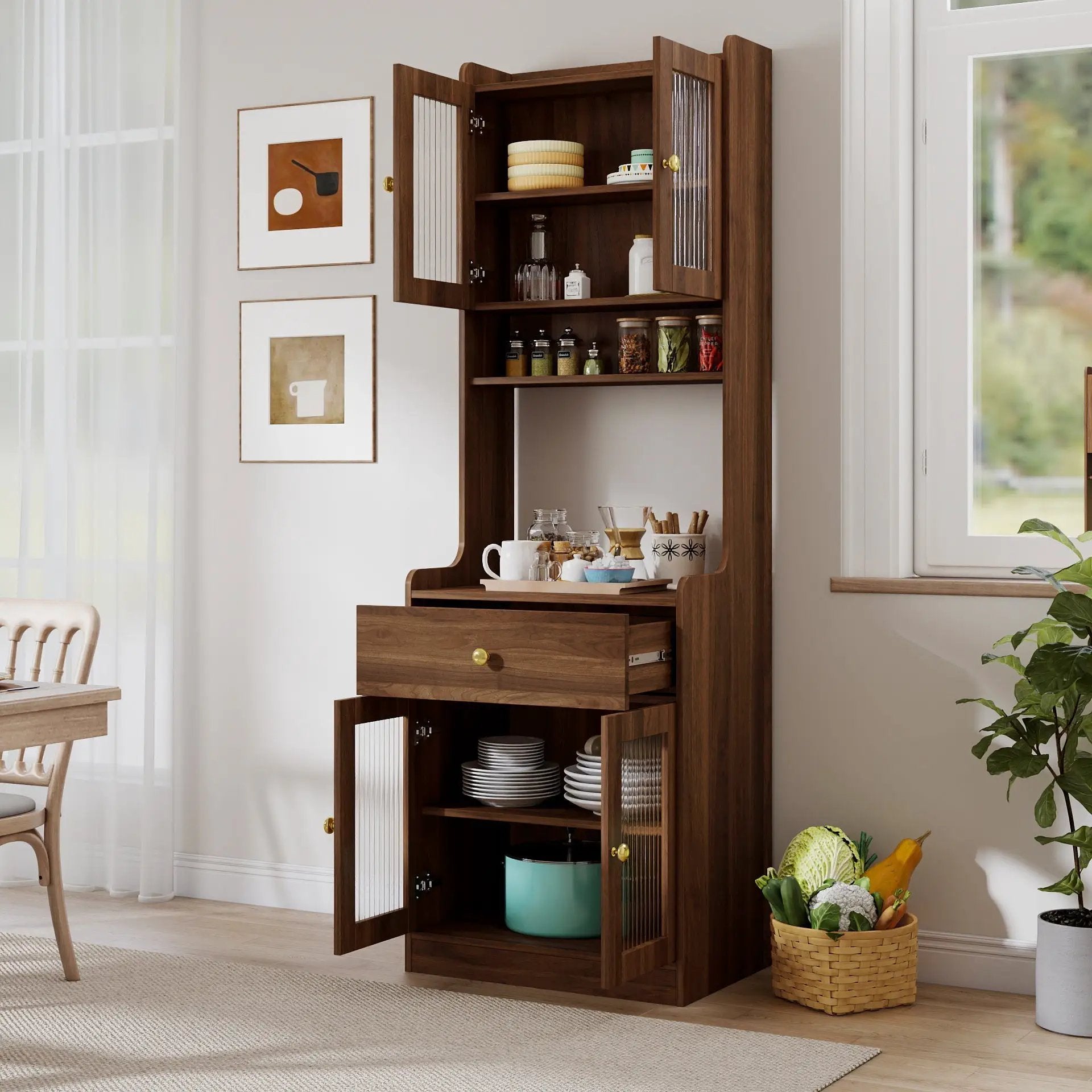 Kitchen Pantry Hutch Storage Cabinet Farmhouse Style by HouseOfZazla