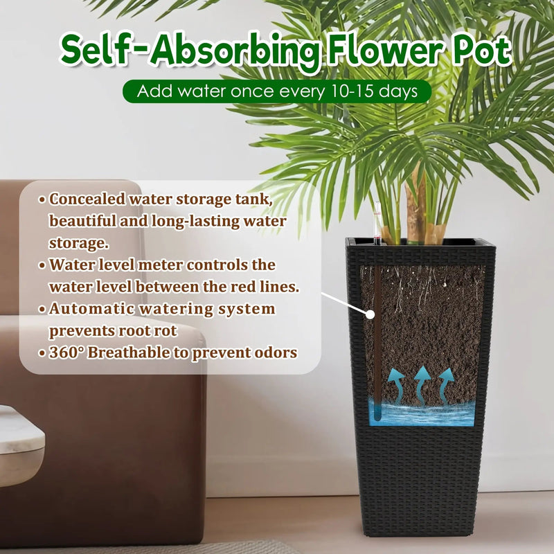 Pack of 2 Square Planters with Automatic Watering System by HouseOfZazla