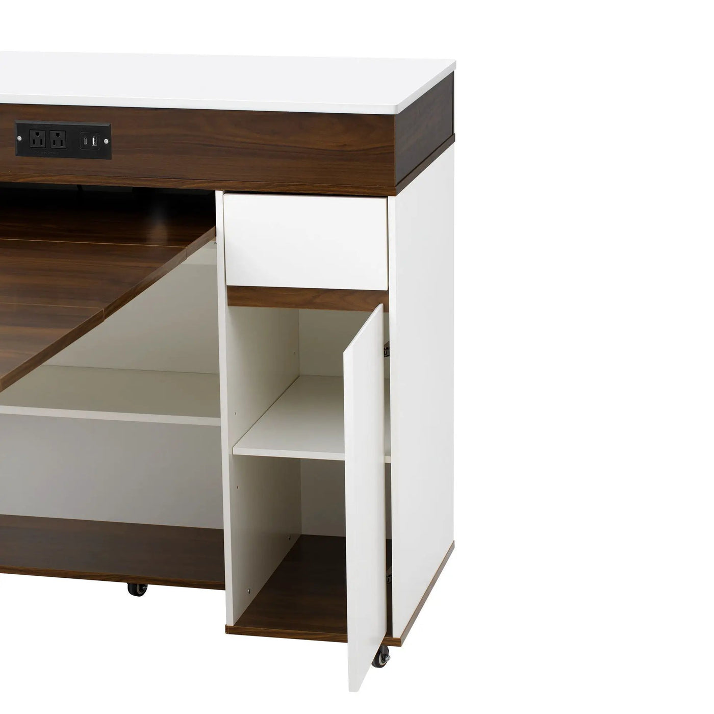 Extendable Dining Table With Folding Top, Rolling Kitchen Island With Drawers And Power Outlet by HouseOfZazla