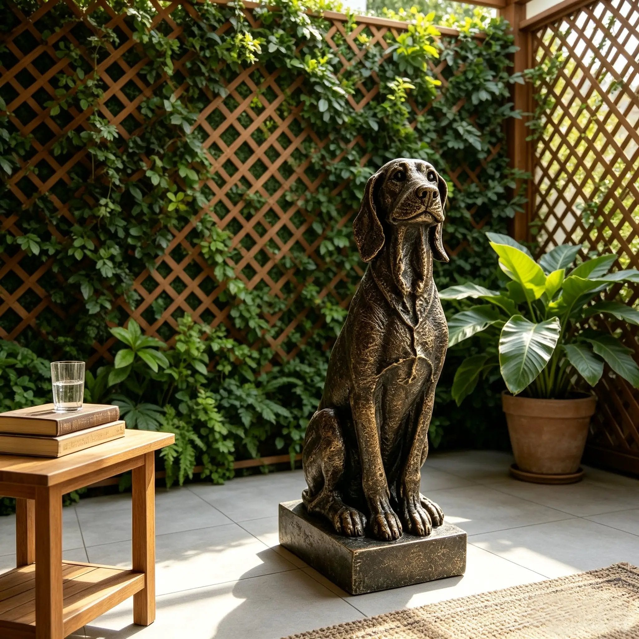 Vintage Bronze Sitting Hound Dog Statue by HouseOfZazla