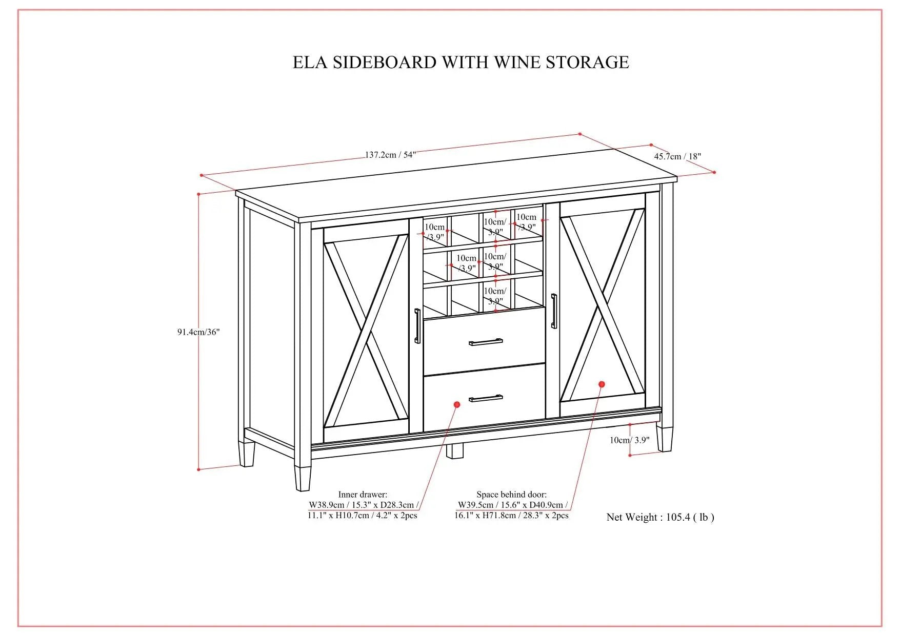 Ela - Sideboard With Wine Storage - Smoky Brown by HouseOfZazla