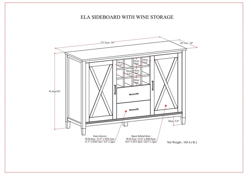 Ela - Sideboard With Wine Storage - Smoky Brown by HouseOfZazla