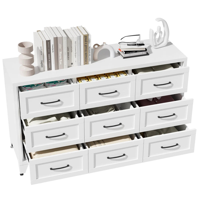 9 Drawer White Metal Dresser with Quiet-Glide Rails by HouseOfZazla