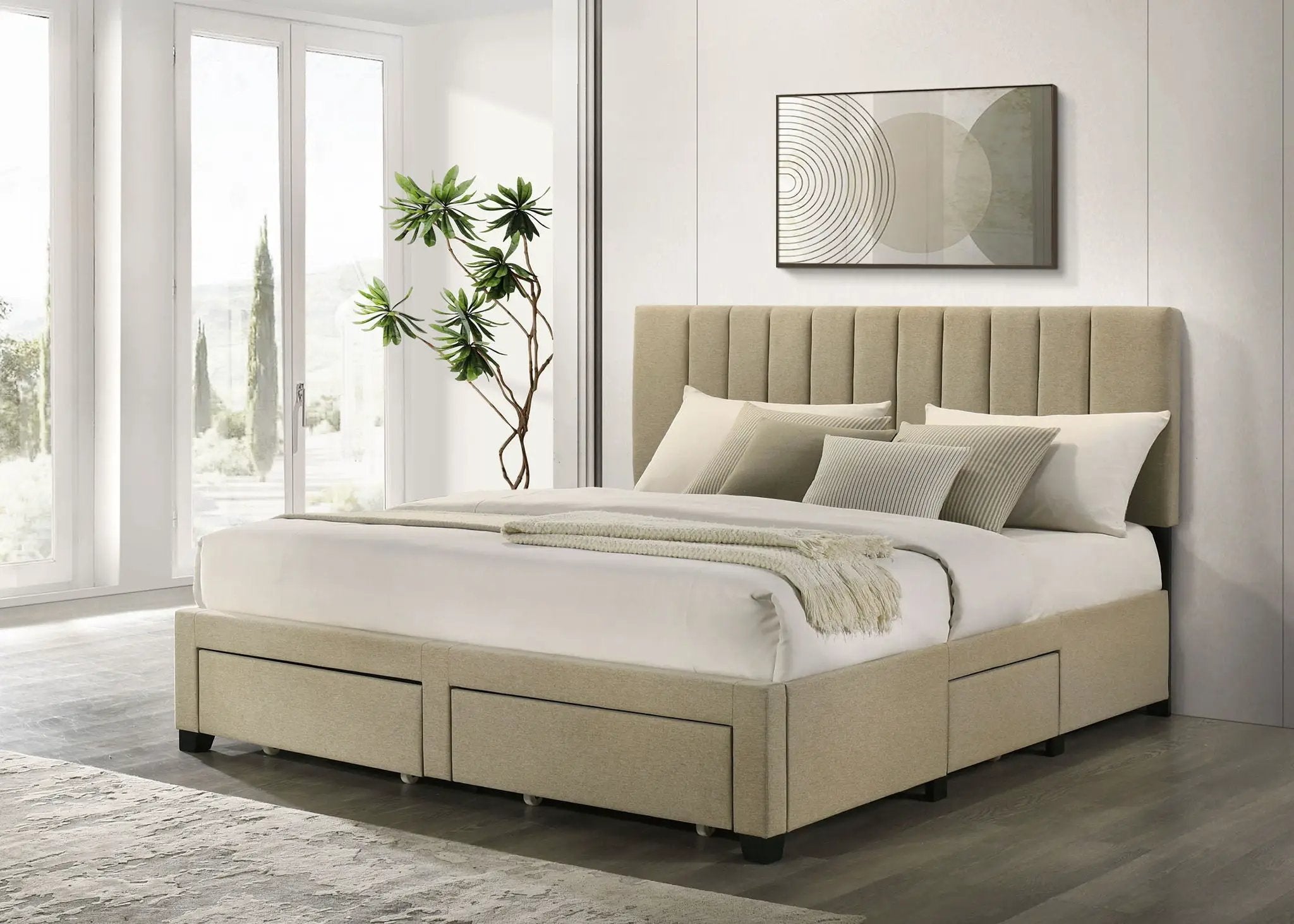 Wheatland 4-drawer Upholstered Eastern King Storage Bed Brown by Unique Piece Furniture