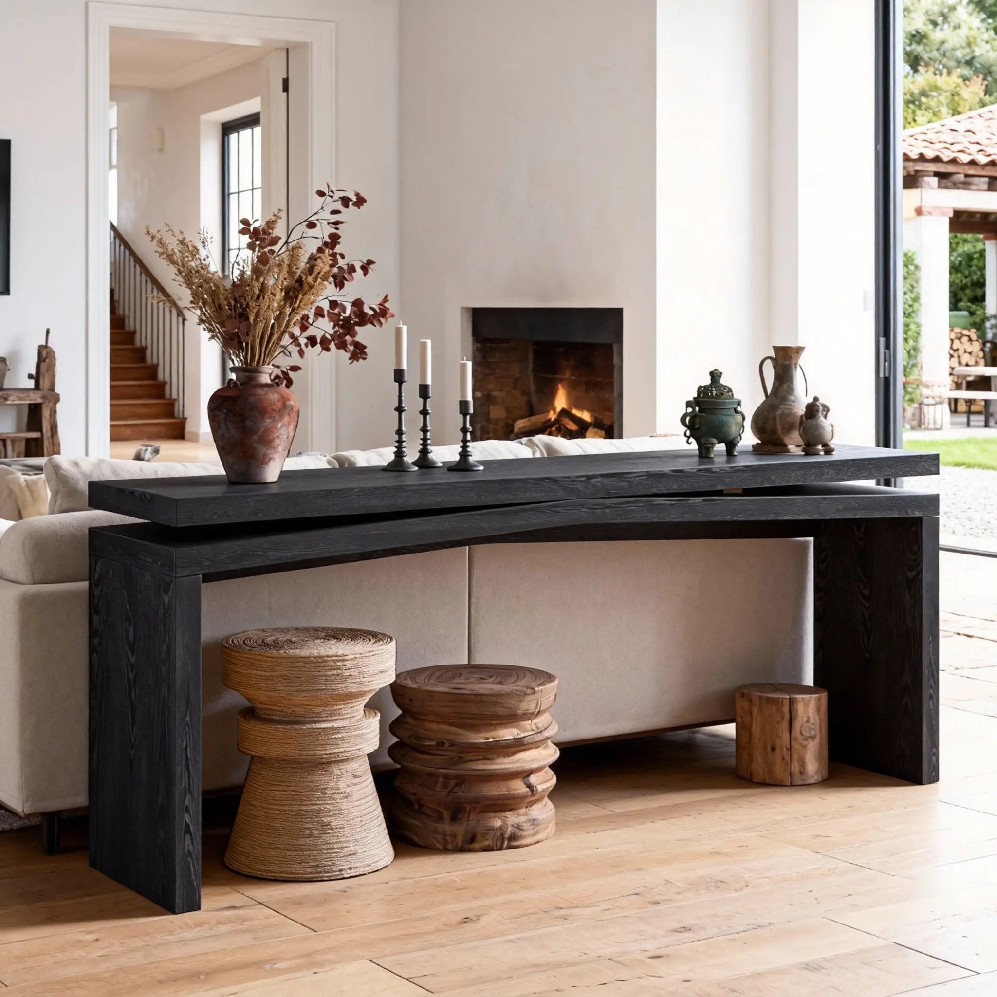 65-Inch Rustic Solid Wood Veneer Console Table by HouseOfZazla