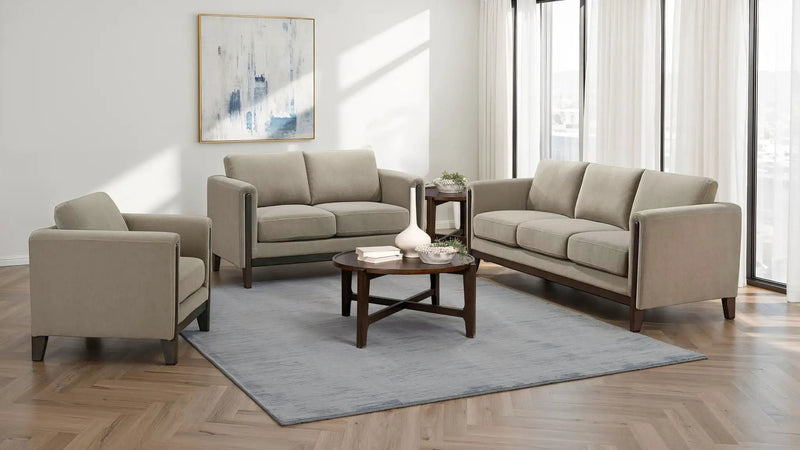 Islington 3-piece Upholstered Panel Arm Sofa Set Taupe by Unique Piece Furniture