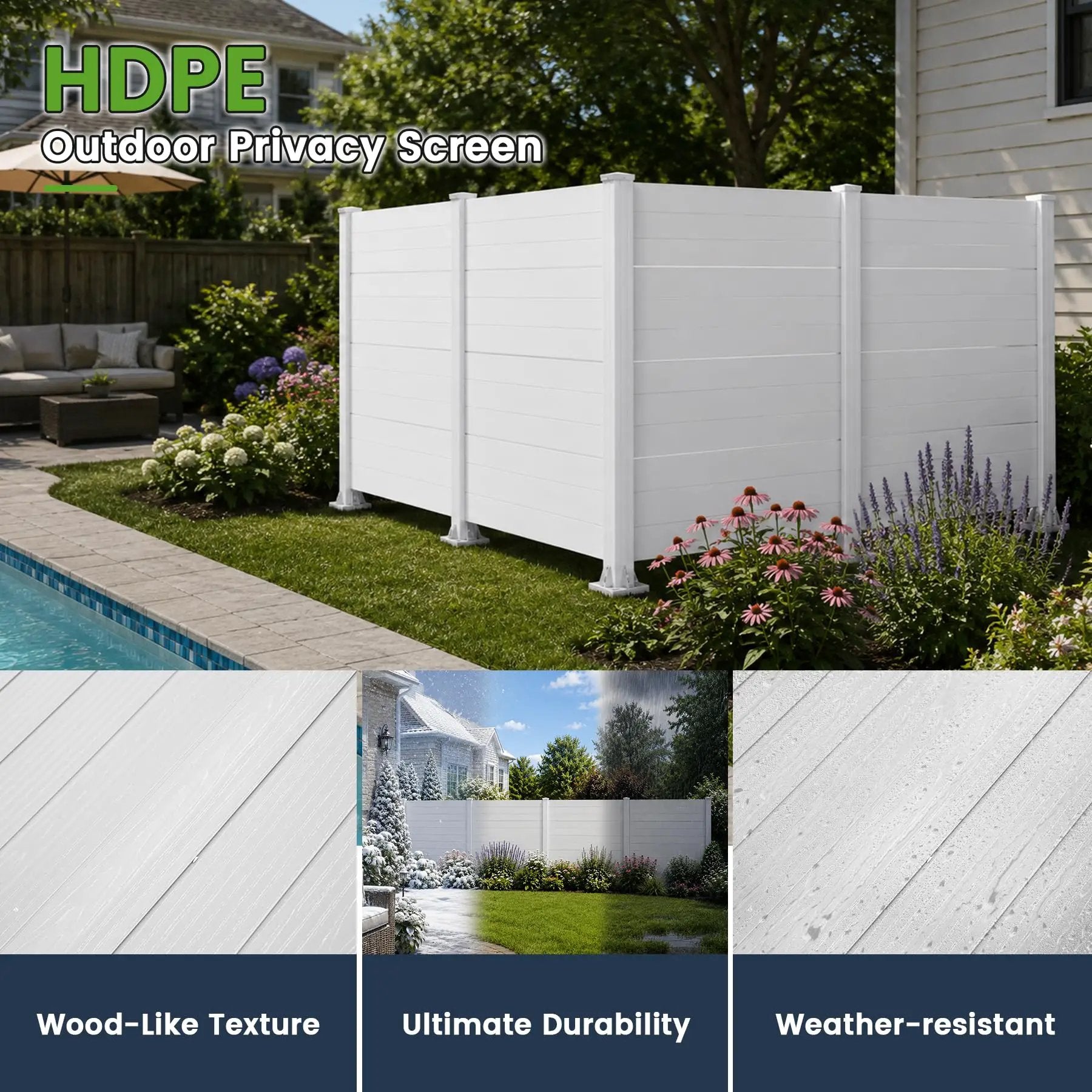 50" W x 49" H Outdoor Privacy Screen, Air Conditioner Fence, All-Weather Vinyl Privacy Fence Screens with Aluminum by HouseOfZazla