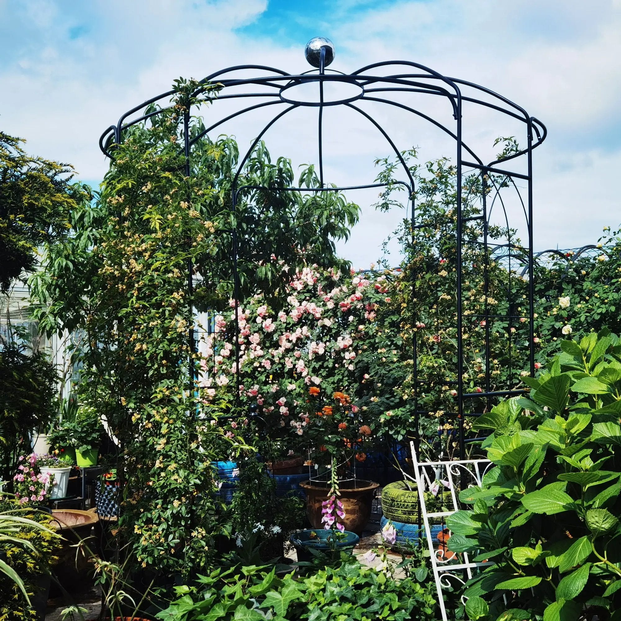 Metal Garden Arch Iron Garden Arbors Gazebo Dia High Birdcage Shape Pergola Pavilion For Wedding Ceremony by HouseOfZazla