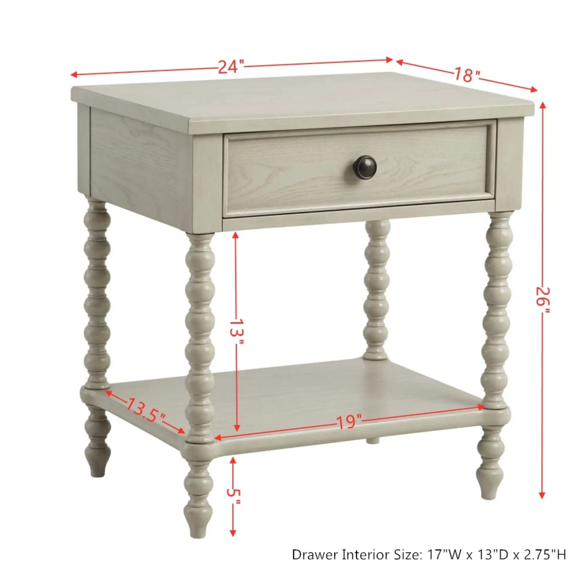 Traditional Durable Nightstand Table With Drawer And Shelf by Unique Piece Furniture