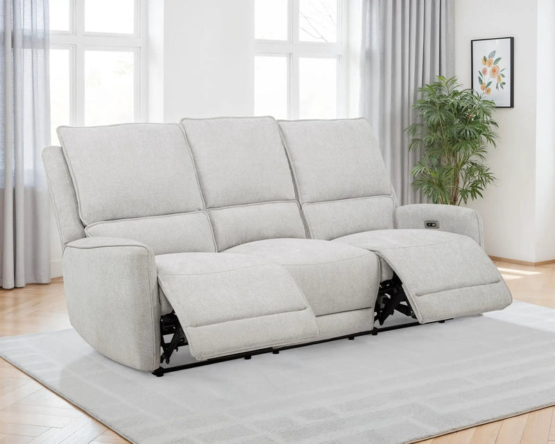 Sylmar Chenille Upholstered Power Reclining Sofa Dove Grey by Unique Piece Furniture