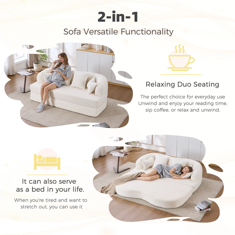 2-in-1 Foldable Sofa Bed with 4 Pillows by HouseOfZazla