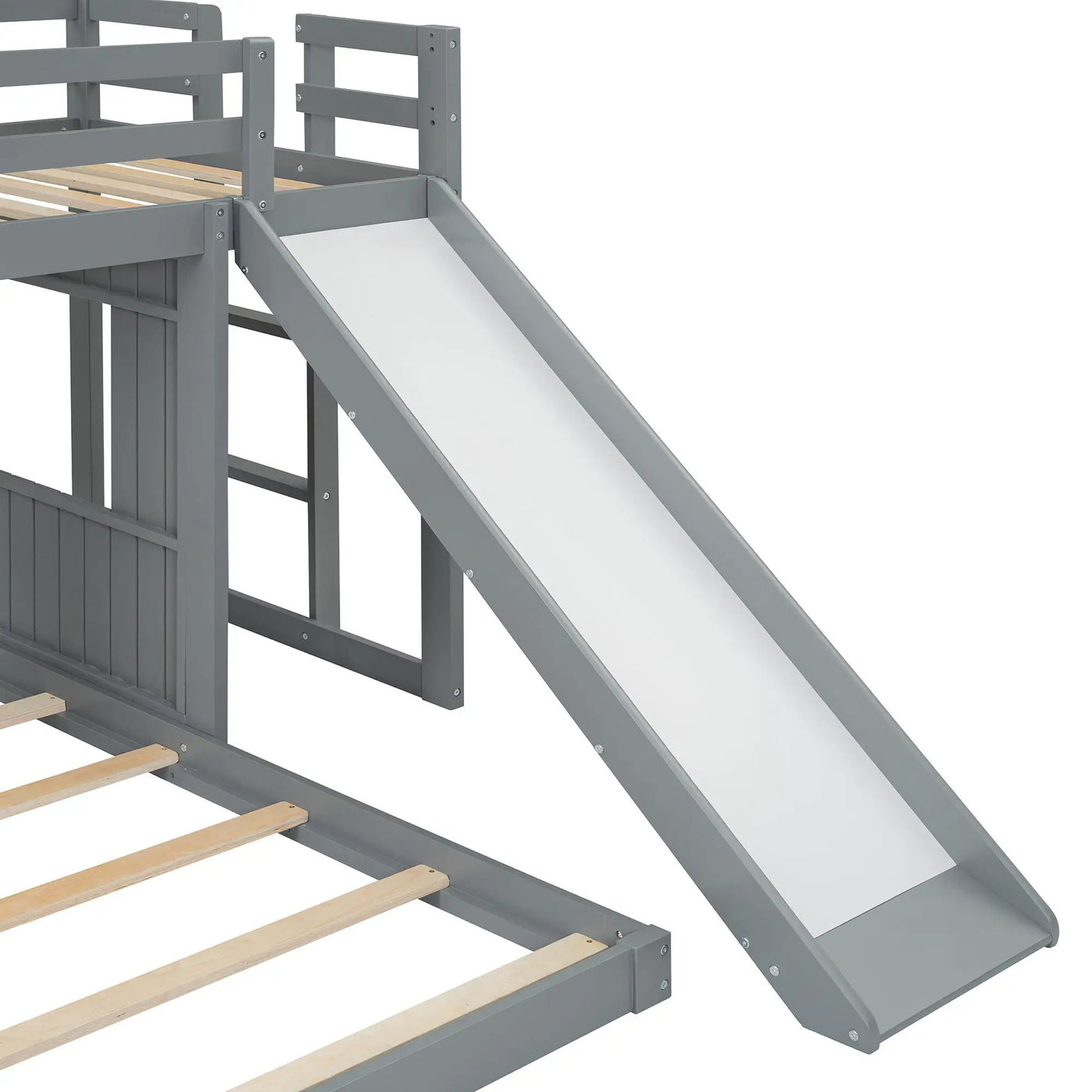 Loft Bunk Bed With Playhouse, Farmhouse, Ladder, Slide And Guardrails by HouseOfZazla