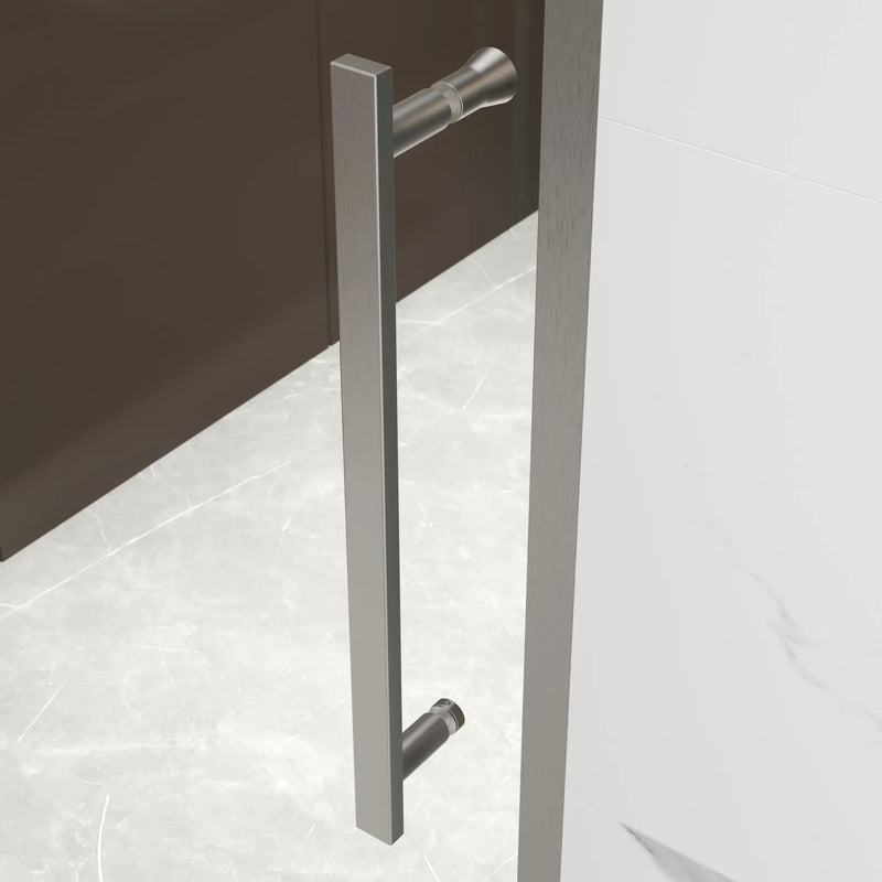 44-48"W x 74"H Pivot Shower Door with Brushed Nickel Finish by HouseOfZazla