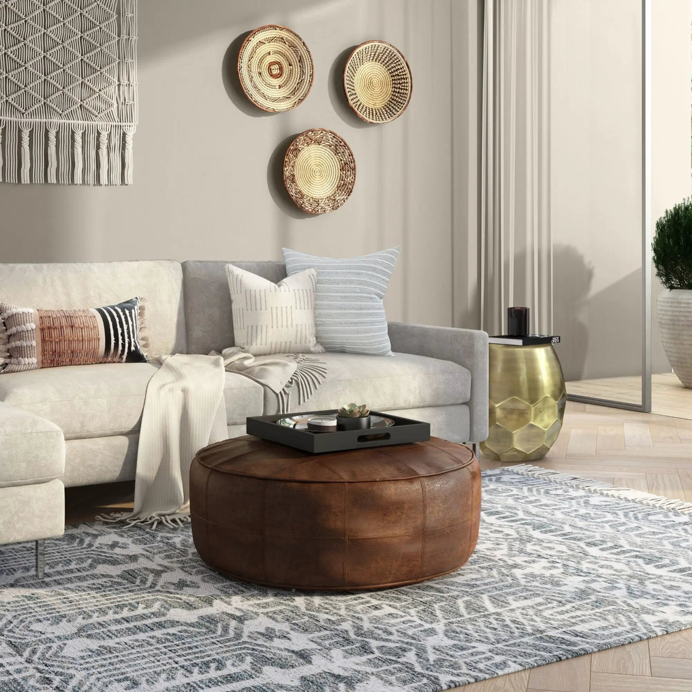 Connor - Handcrafted Round Pouf by HouseOfZazla