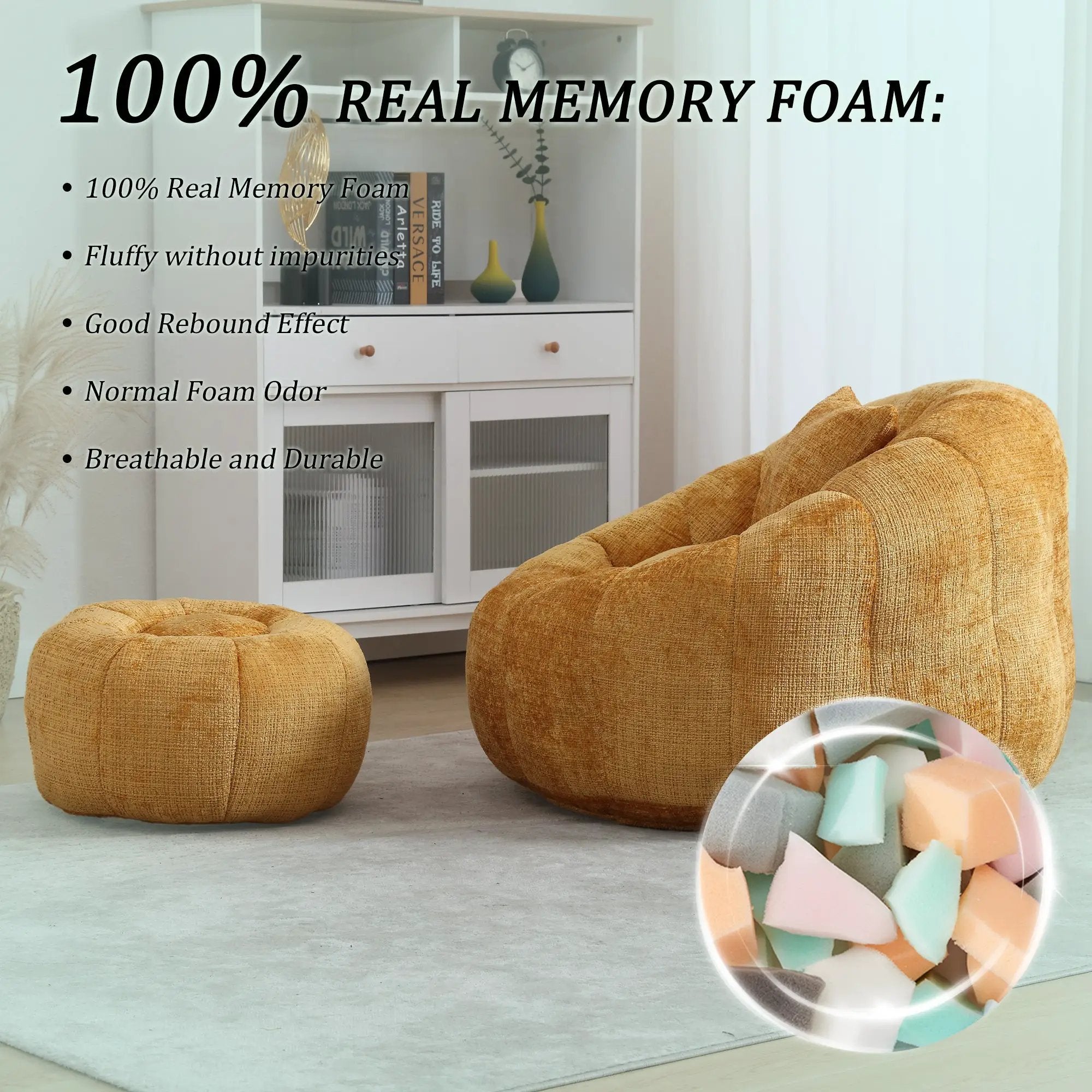 UNITED WE WIN Modern Bean Bag Chairs with Ottoman by HouseOfZazla